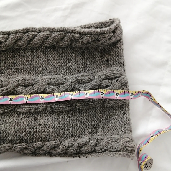 Billy Reid 100% Wool Cable Knit Gray Speckled Chunky Infinity Scarf - Picture 12 of 13